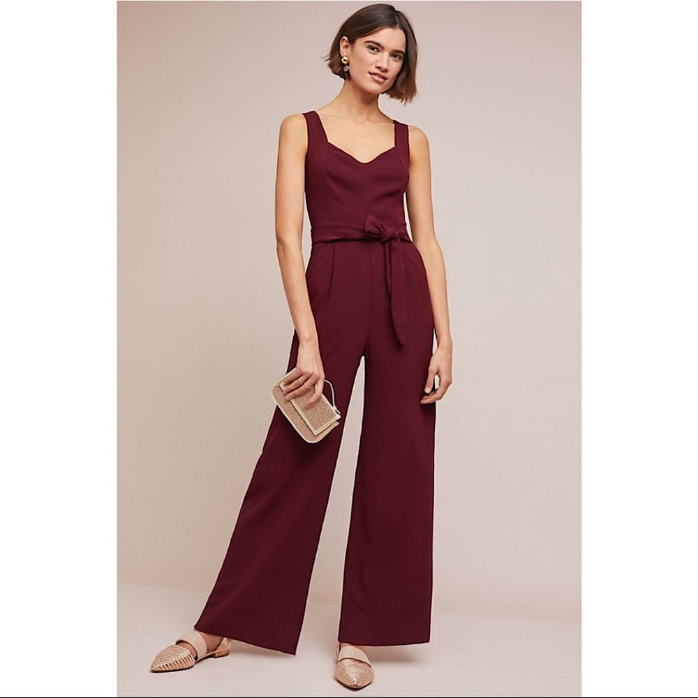 Anthropologie The Essential Jumpsuit Maroon 16 - Picture 3 of 7